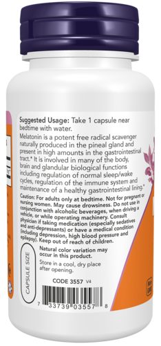 NOW Supplements, Melatonin, Extra Strength 10 mg, Free Radical Scavenger*, Healthy Sleep Cycle*, 100 Veg Capsules