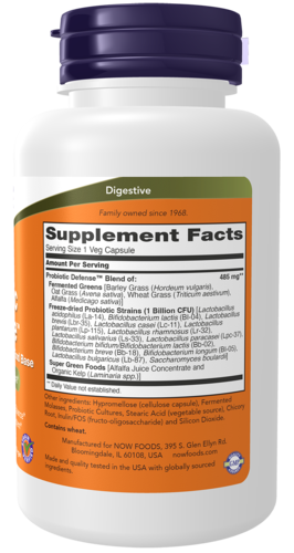 NOW Supplements, Probiotic Defense, Probiotic Blend in a Whole Food Base with 1 Billion Organisms, 90 Veg Capsules