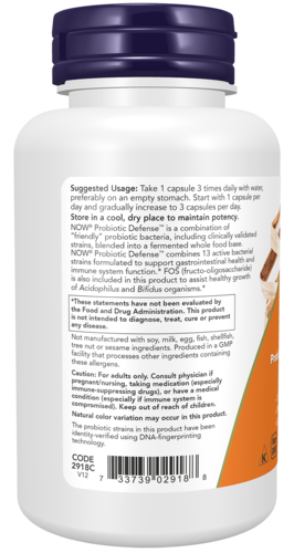 NOW Supplements, Probiotic Defense, Probiotic Blend in a Whole Food Base with 1 Billion Organisms, 90 Veg Capsules