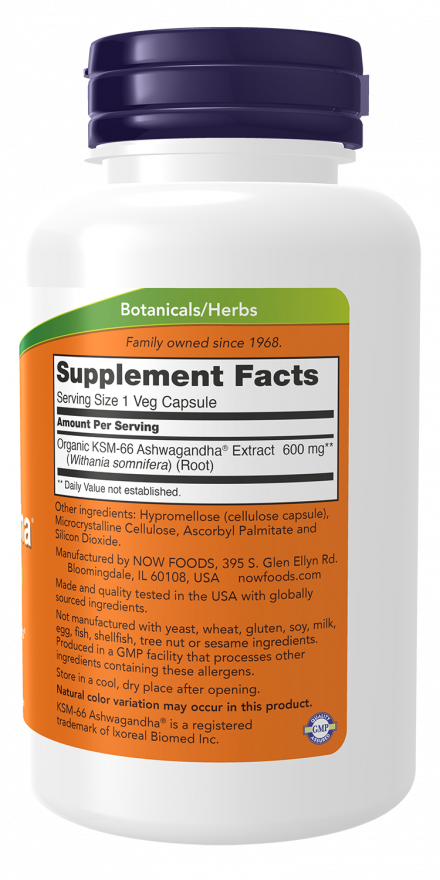 NOW Supplements, KSM-66 Ashwagandha®, Stress and Sleep Support, 90 Veg Capsules