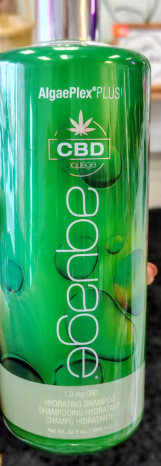 Aquage AlgaePlex® PLUS CBD Hydrating Shampoo – 32 oz | Moisture-Rich Vegan Formula with Marula Oil & Plant Protein