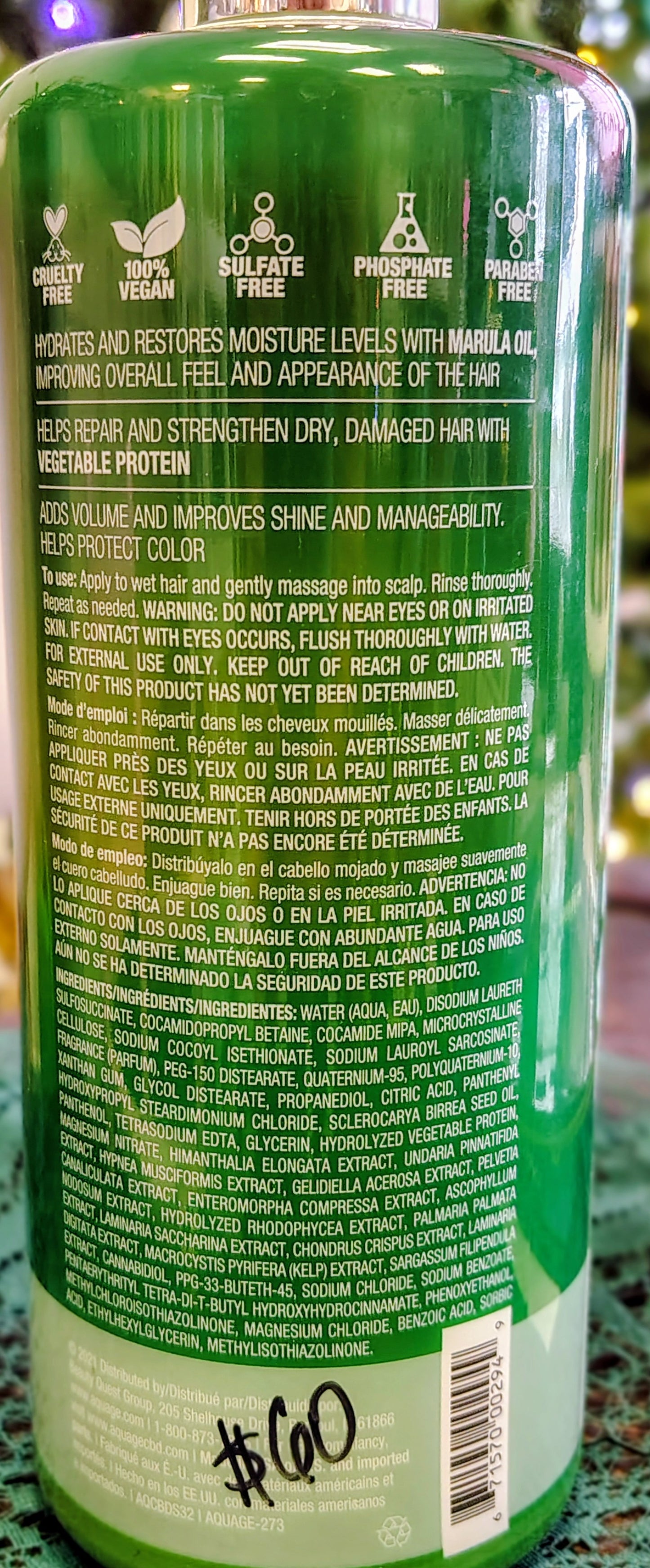 Aquage AlgaePlex® PLUS CBD Hydrating Shampoo – 32 oz | Moisture-Rich Vegan Formula with Marula Oil & Plant Protein