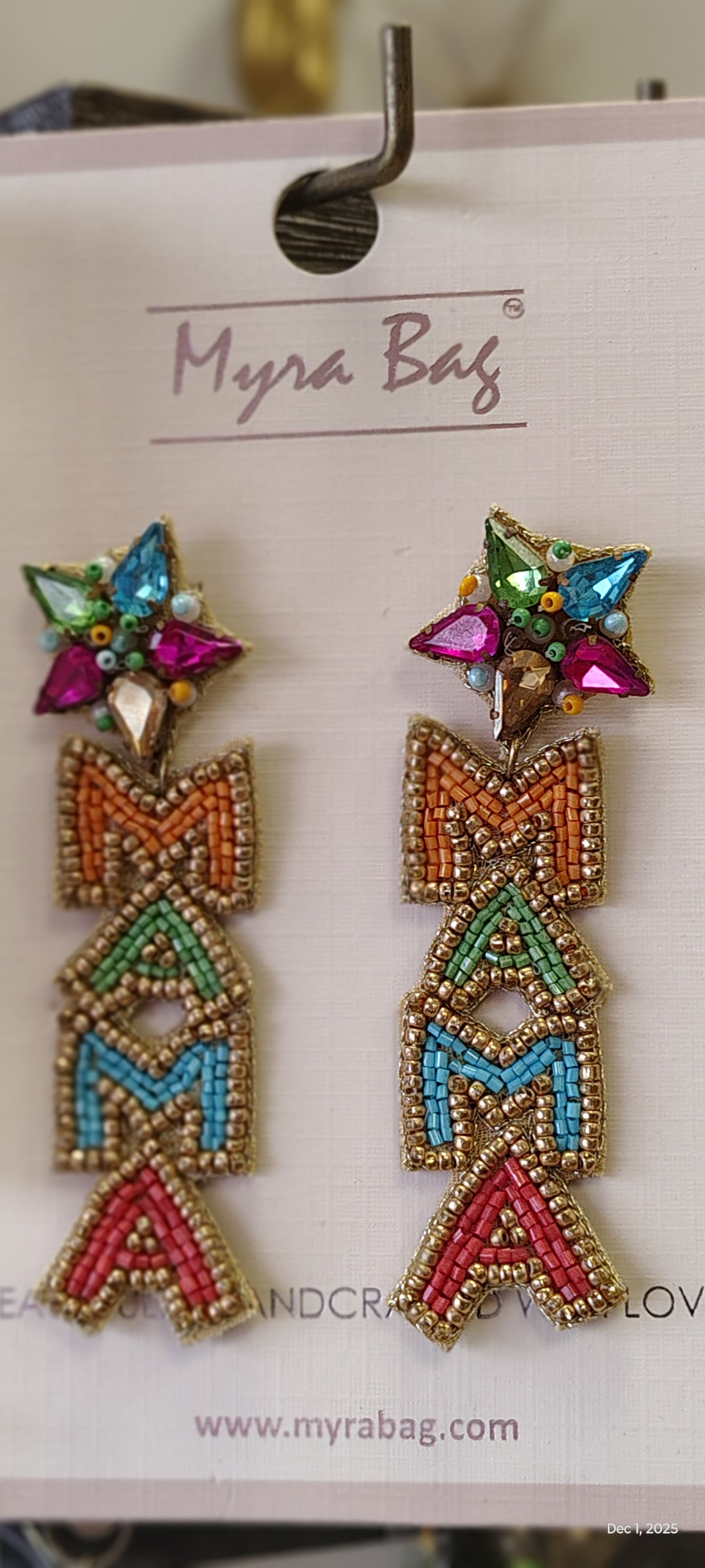 MAMA Statement Earrings – Myra Bag Beaded Handmade Jewelry