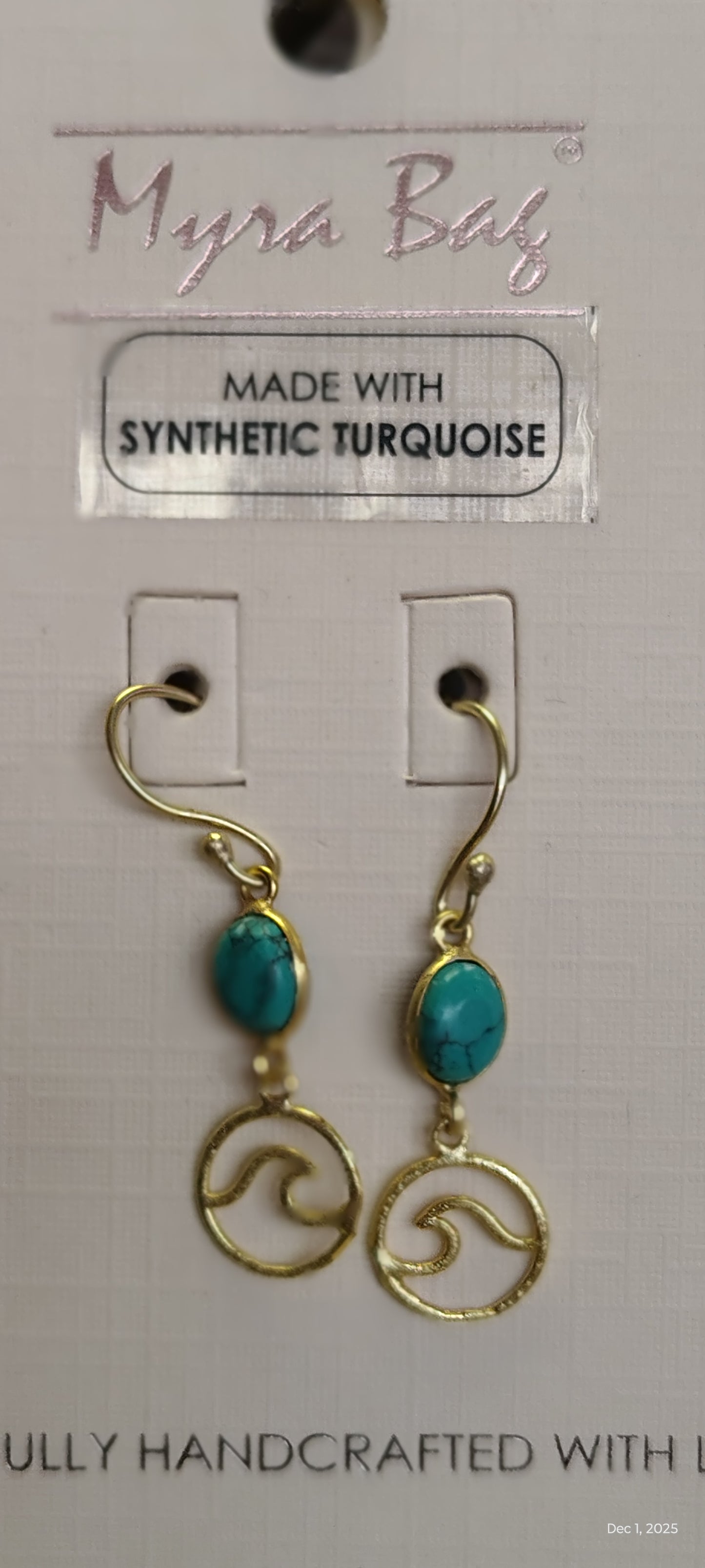 Myra Bag Synthetic Turquoise Wave Earrings