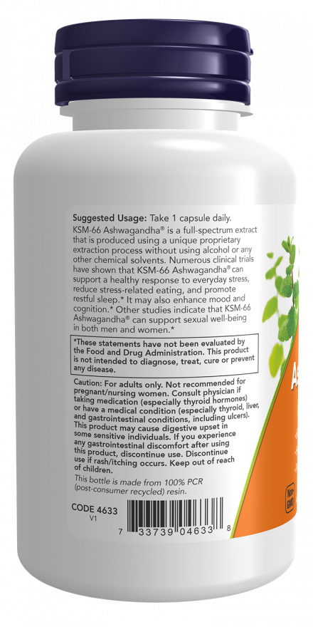 NOW Supplements, KSM-66 Ashwagandha®, Stress and Sleep Support, 90 Veg Capsules
