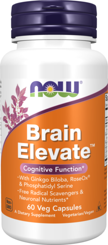 NOW Supplements, Brain Elevate™, Featuring Ginkgo Biloba, RoseOx® and Phosphatidyl Serine, 60 Veg Capsules