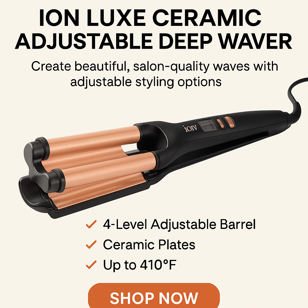ION Luxe Ceramic Adjustable Deep Waver – Professional 4‑Level Barrel, Ceramic Plates, Up to 410 °F
