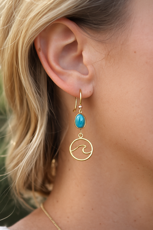 Myra Bag Synthetic Turquoise Wave Earrings