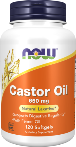 NOW Supplements, Castor Oil 650 mg with Fennel Oil, Natural Laxative*, 120 Softgels
