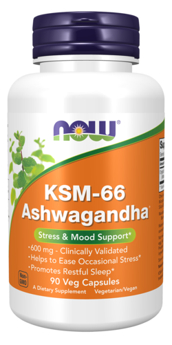 NOW Supplements, KSM-66 Ashwagandha®, Stress and Sleep Support, 90 Veg Capsules