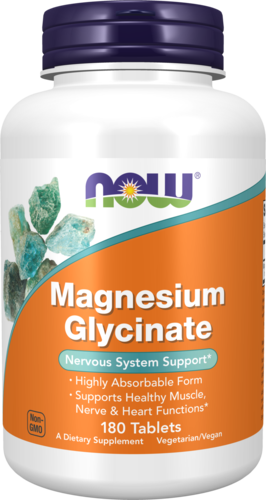 NOW Supplements, Magnesium Glycinate 100 mg, Highly Absorbable Form, 180 Tablets
