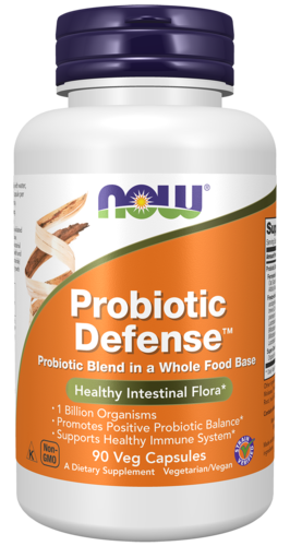 NOW Supplements, Probiotic Defense, Probiotic Blend in a Whole Food Base with 1 Billion Organisms, 90 Veg Capsules