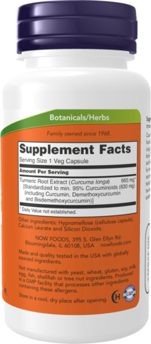 NOW Supplements, Turmeric Curcumin, Derived from Turmeric Root Extract, 95% Curcuminoids, Herbal Supplement, 60 Veg Capsules