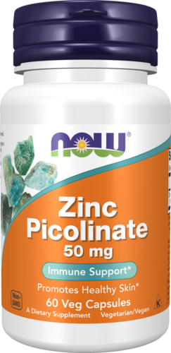 NOW Supplements, Zinc Picolinate 50 mg, Supports Enzyme Functions*, Immune Support*, 60 Veg Capsules