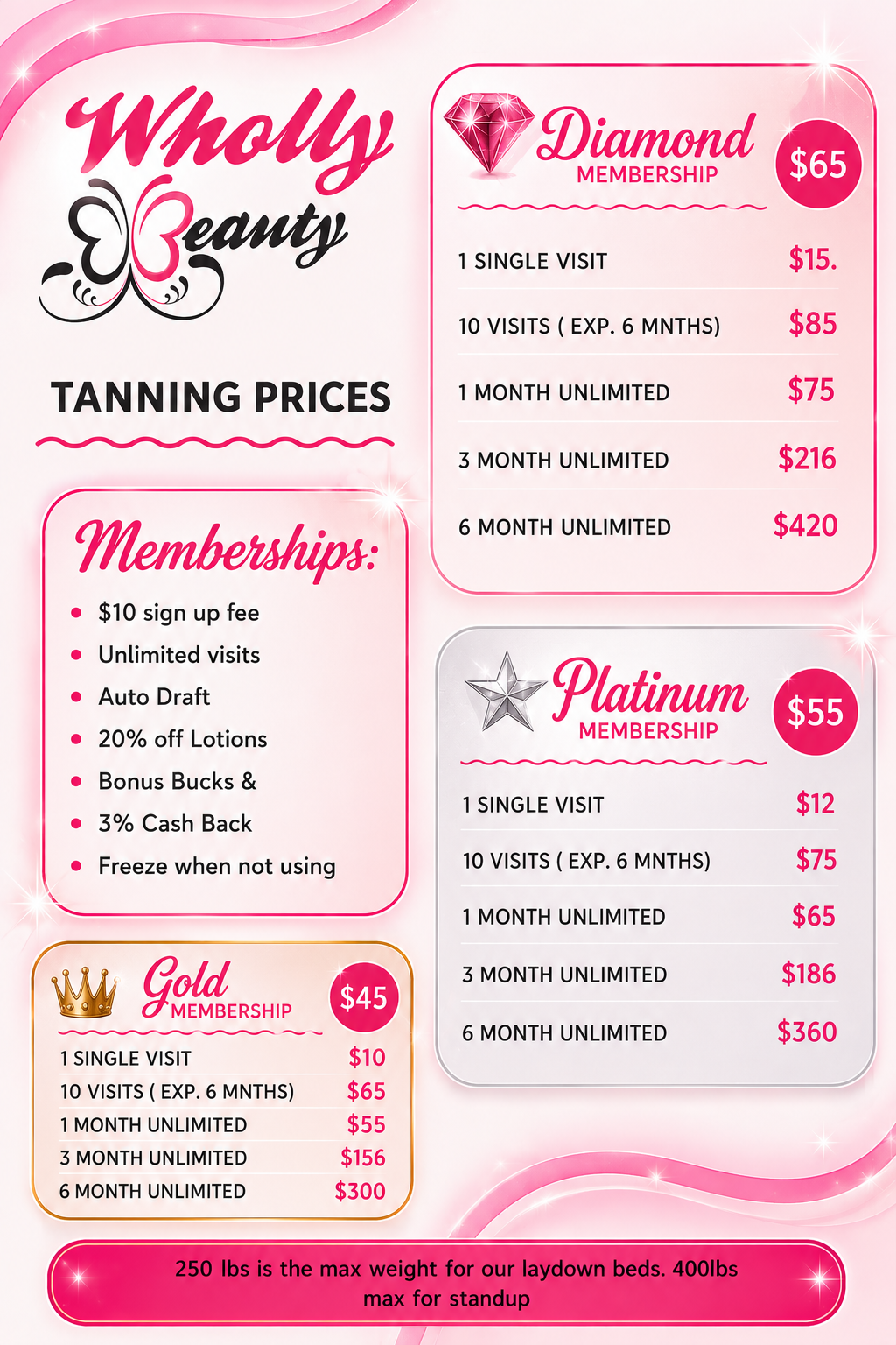 Wholly Beauty Tanning Boutique UV tanning bed prices and unlimited tanning packages in Adairsville GA